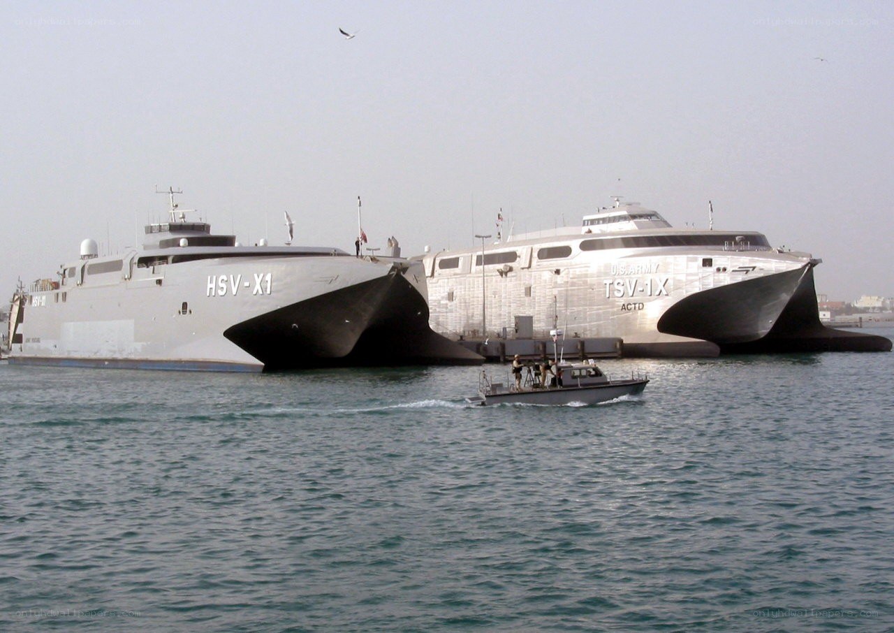 Military ships in harbor