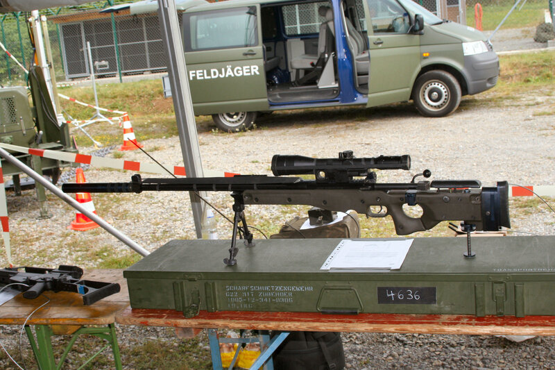 Military sniper rifle on display