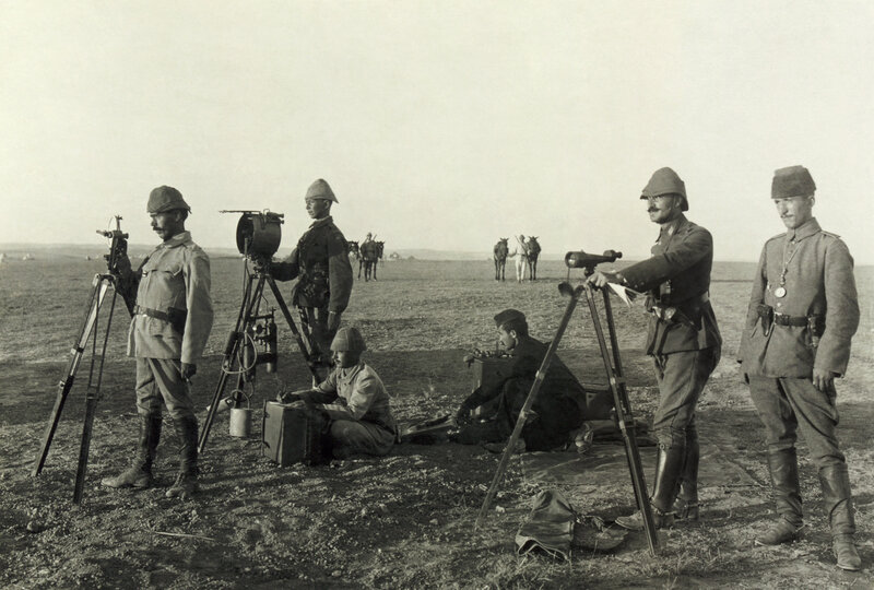 Military survey team in field