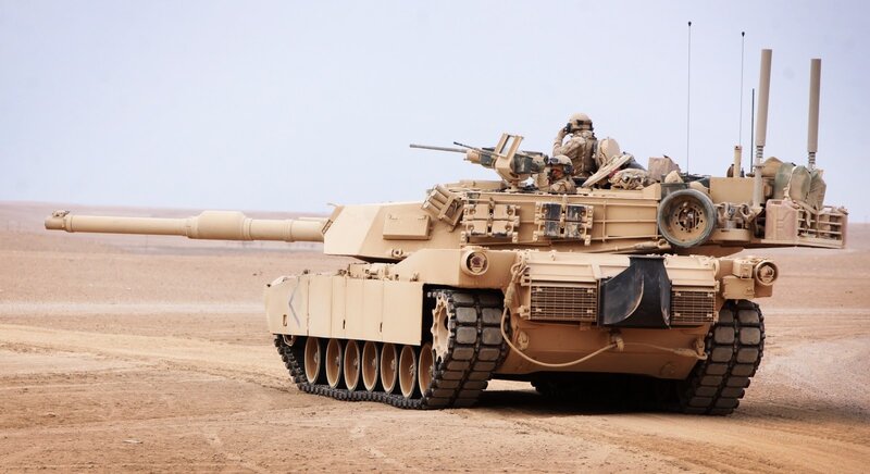 Military tank in desert