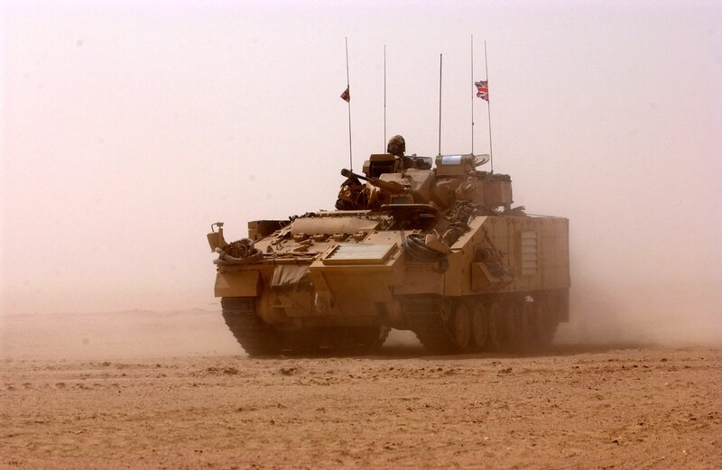 Military tank in desert