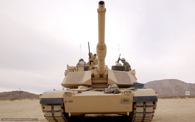 Military tank in desert