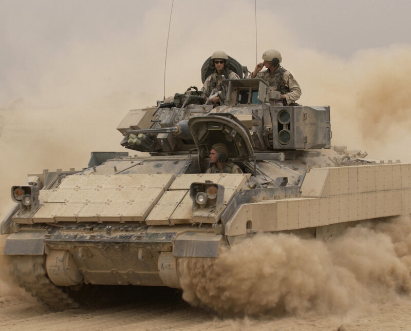 Military tank in desert