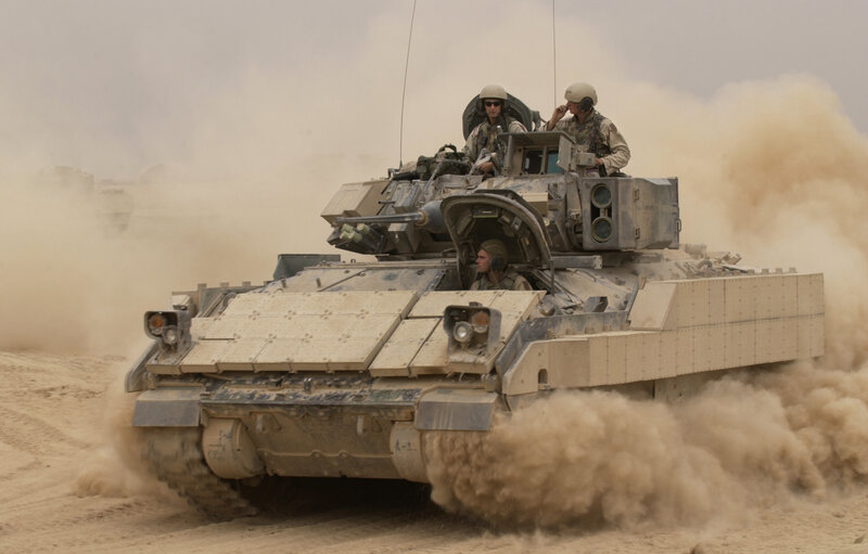 Military tank in desert