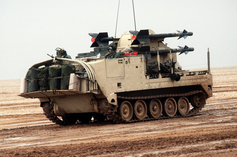 Military tank in desert