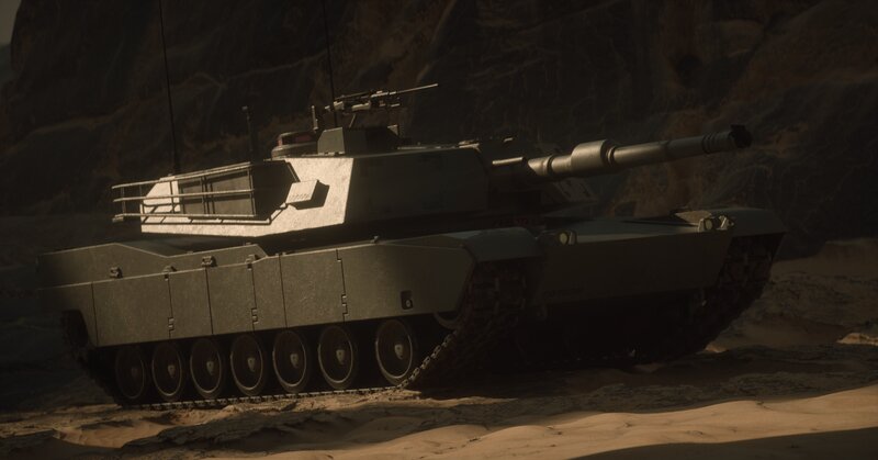 Military Tank in Desert — Gray