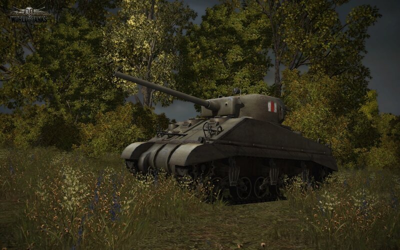 Military Tank in Field — Green, Dramatic, Afternoon, 3d Render, Trees