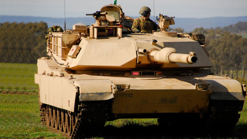Military Tank in Field — Tan