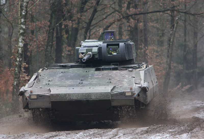 Military tank in forest