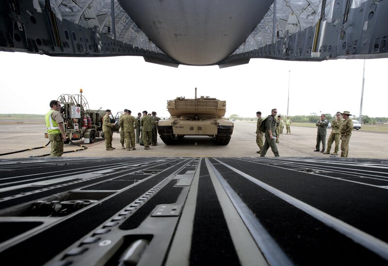 Military tank loading operation