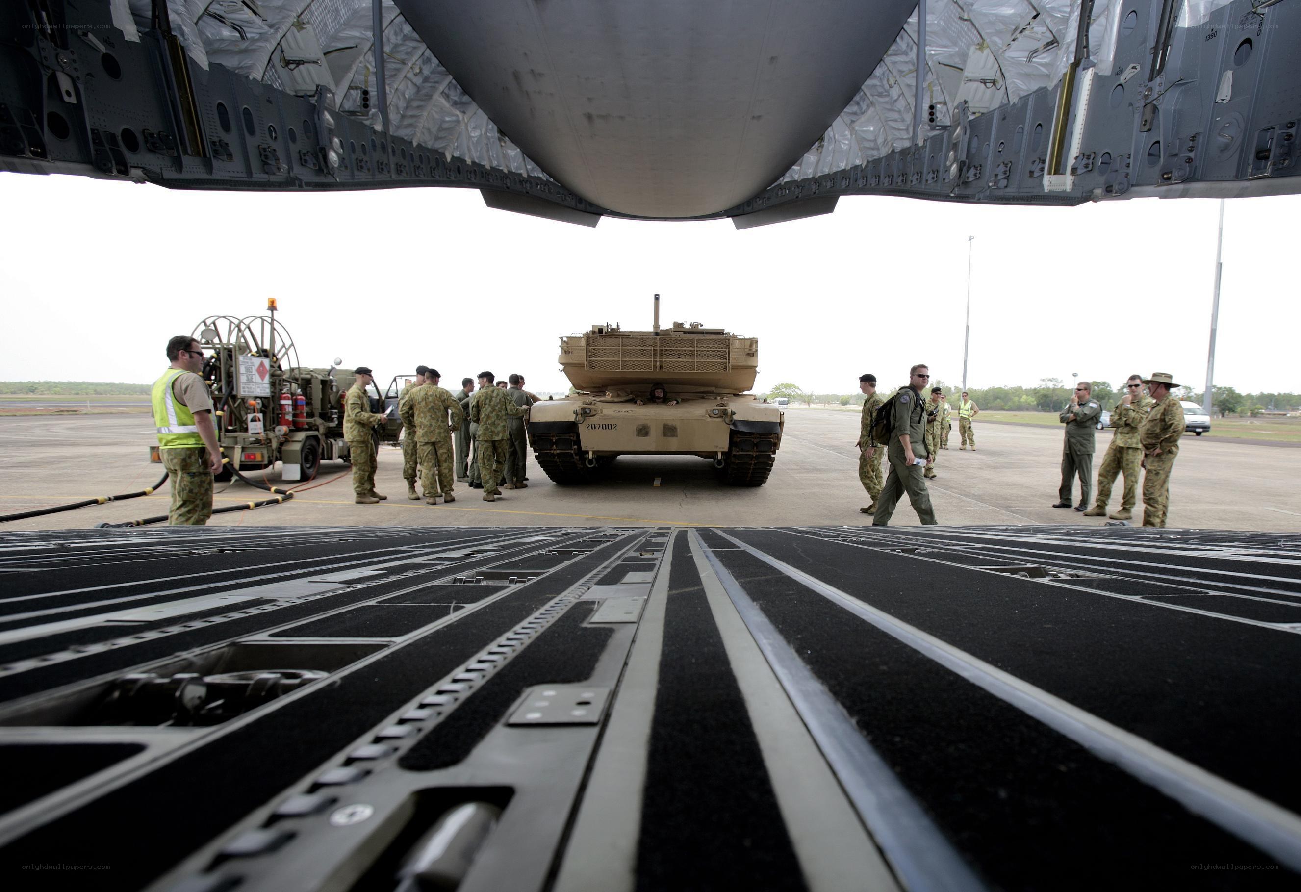 Military tank loading operation