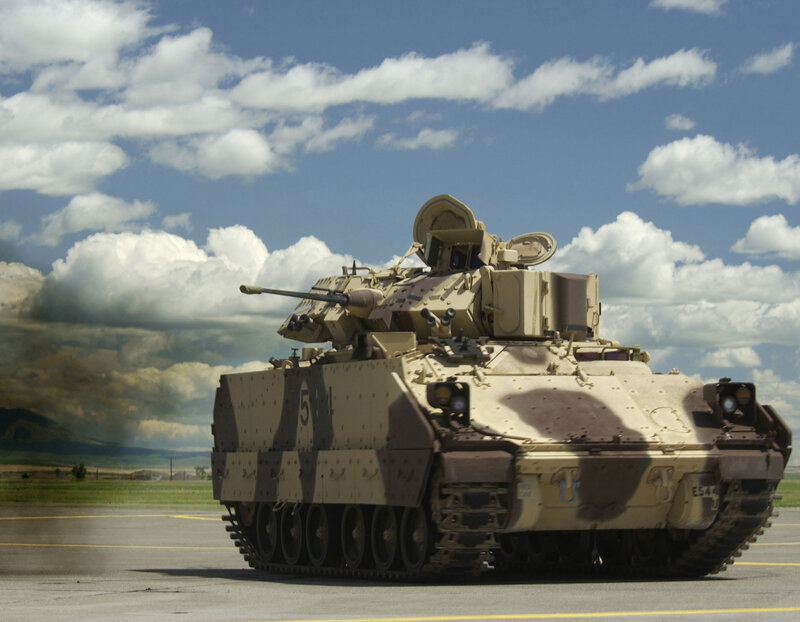 Military tank on airfield