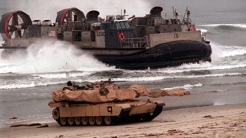 Military Tank on Beach — Tan