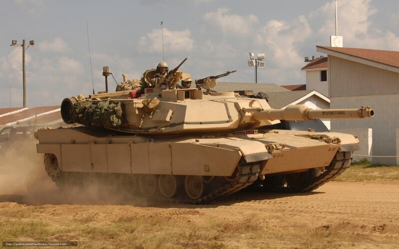 Military Tank on Dirt — Tan