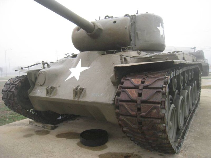 Military Tank on Display — Green, Dull