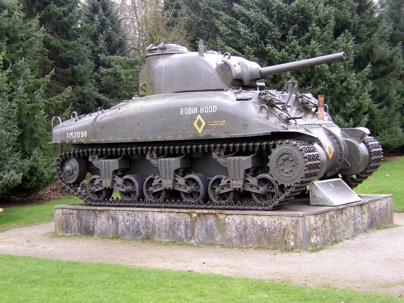Military Tank on Display — Green