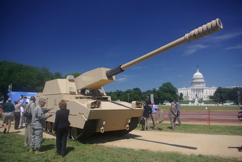 Military tank on display near Capitol