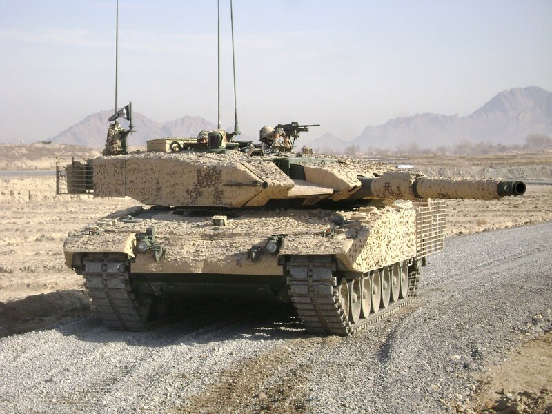 Military Tank on Gravel — Tan