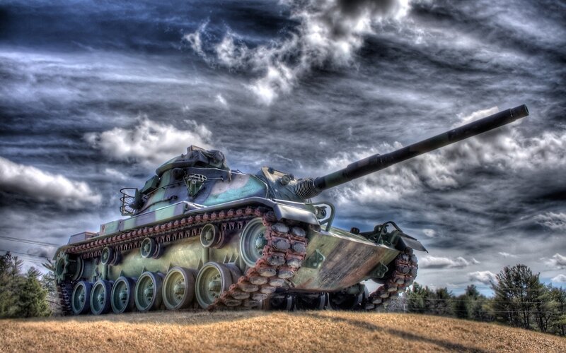 Military Tank on Hill — Green