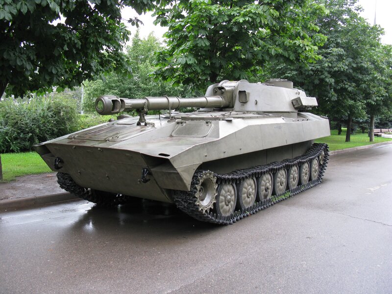 Military Tank on Road — Green, Neutral