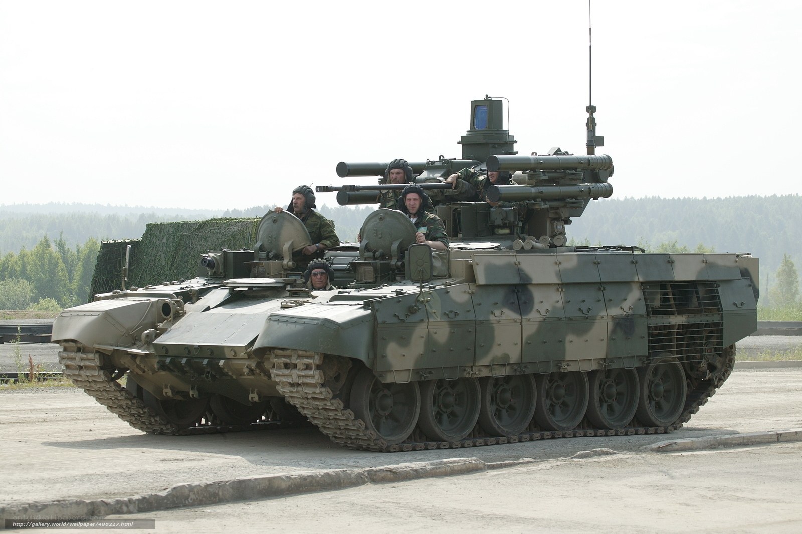 Military tank with crew