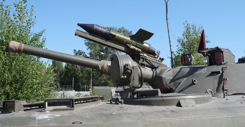 Military tank with missile launcher