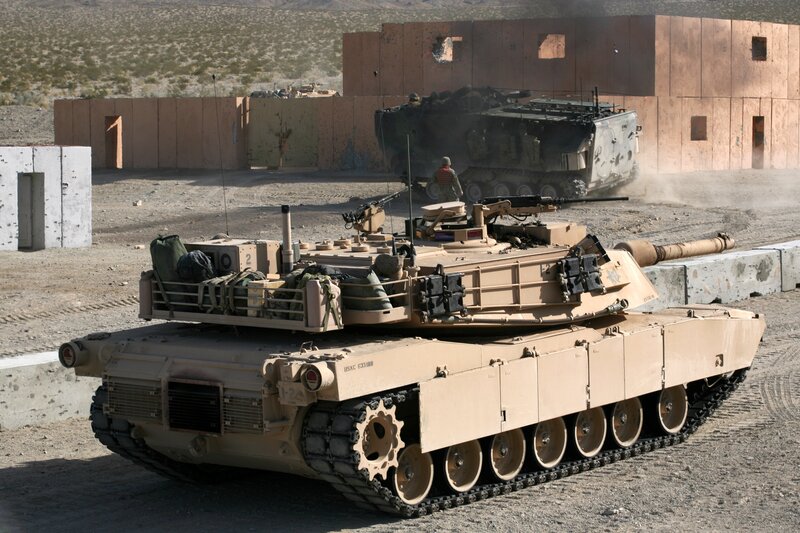 Military tanks at training facility