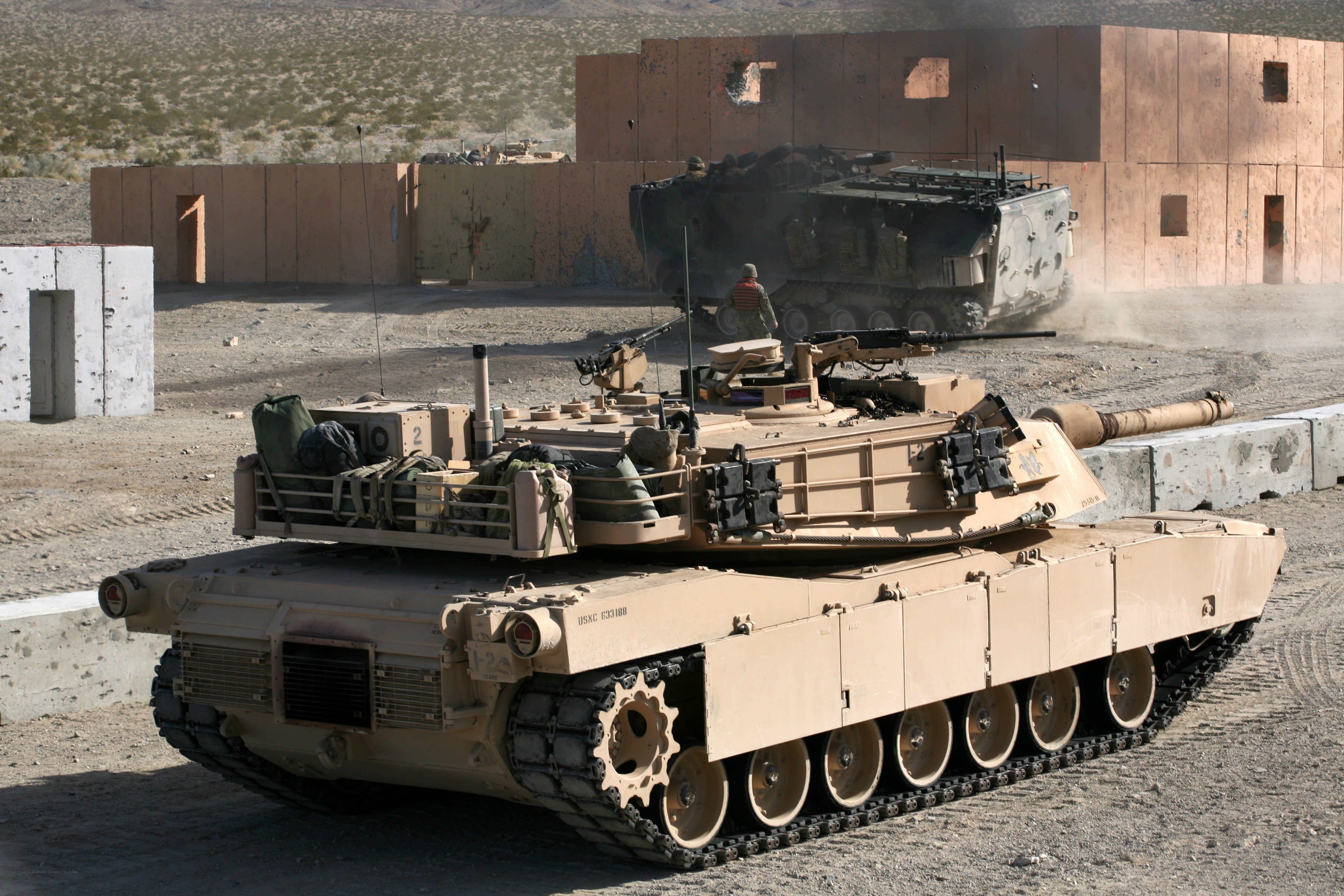Military tanks at training facility