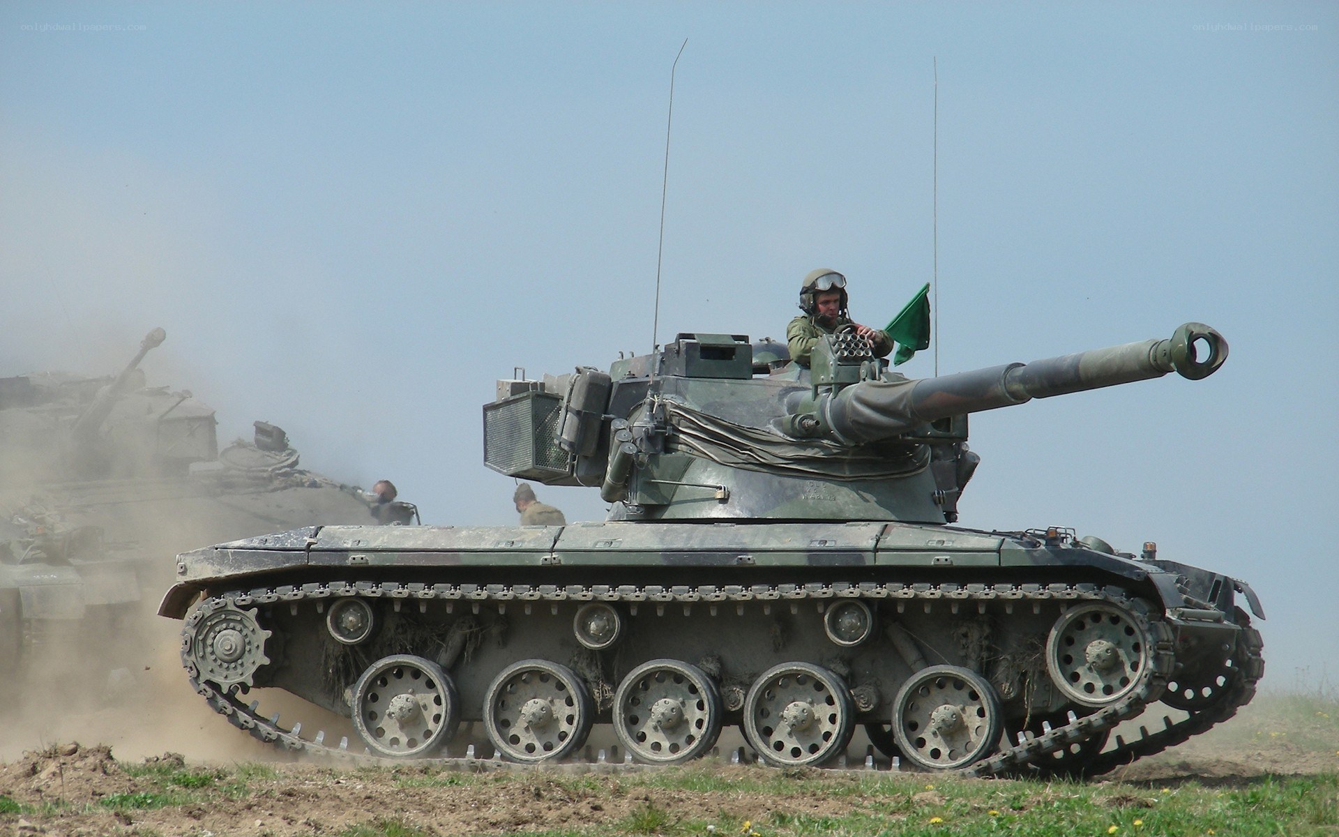 Military tanks in action