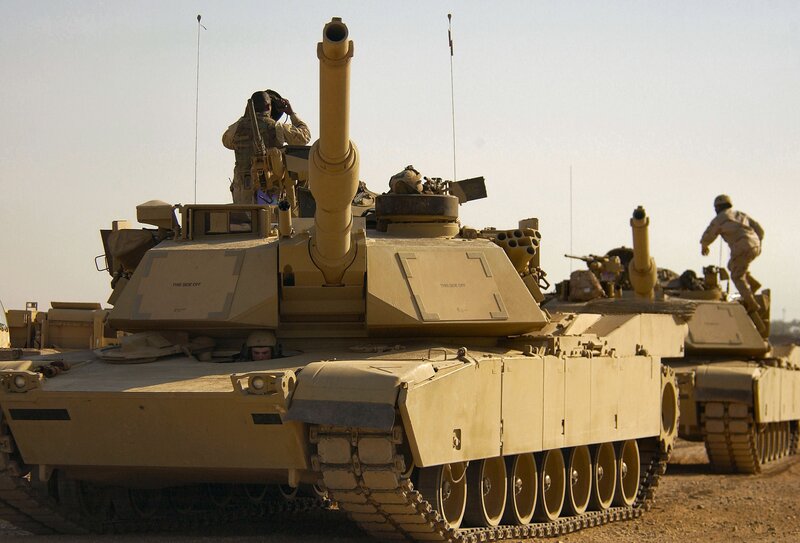 Military tanks in desert