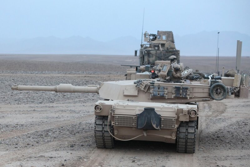 Military tanks in desert