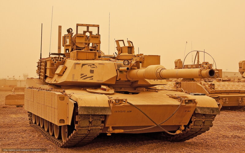 Military tanks in desert