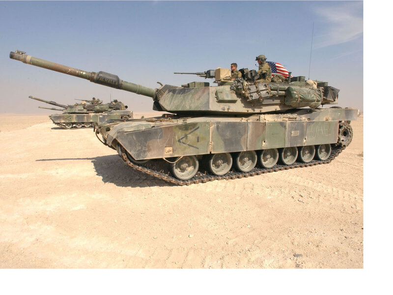 Military tanks in desert