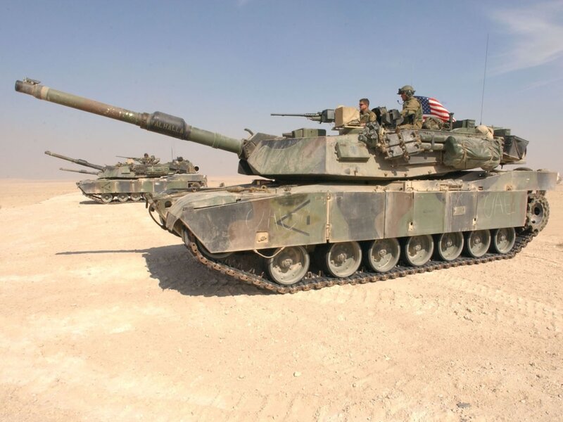 Military tanks in desert