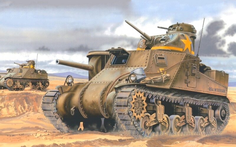 Military Tanks in Desert — Brown, Dramatic, Afternoon