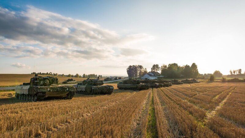 Military Tanks in Field — Brown