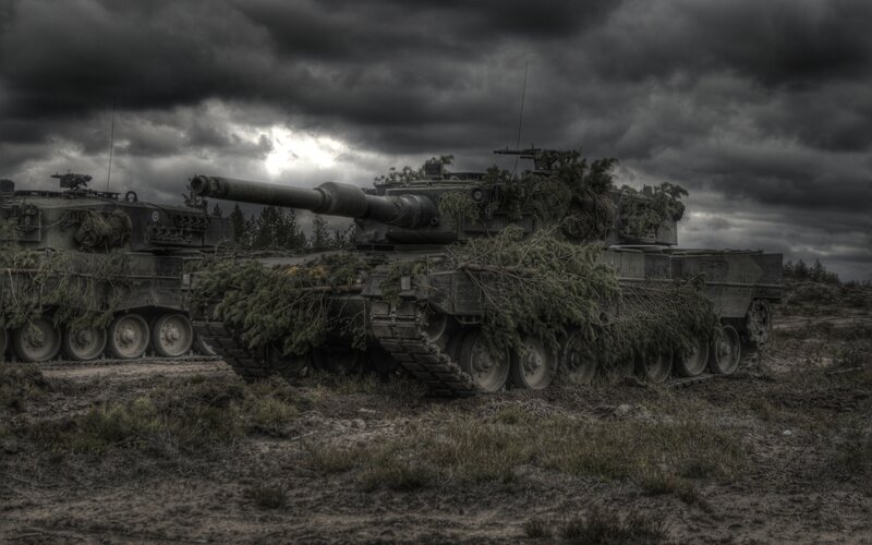 Military Tanks in Field — Gray