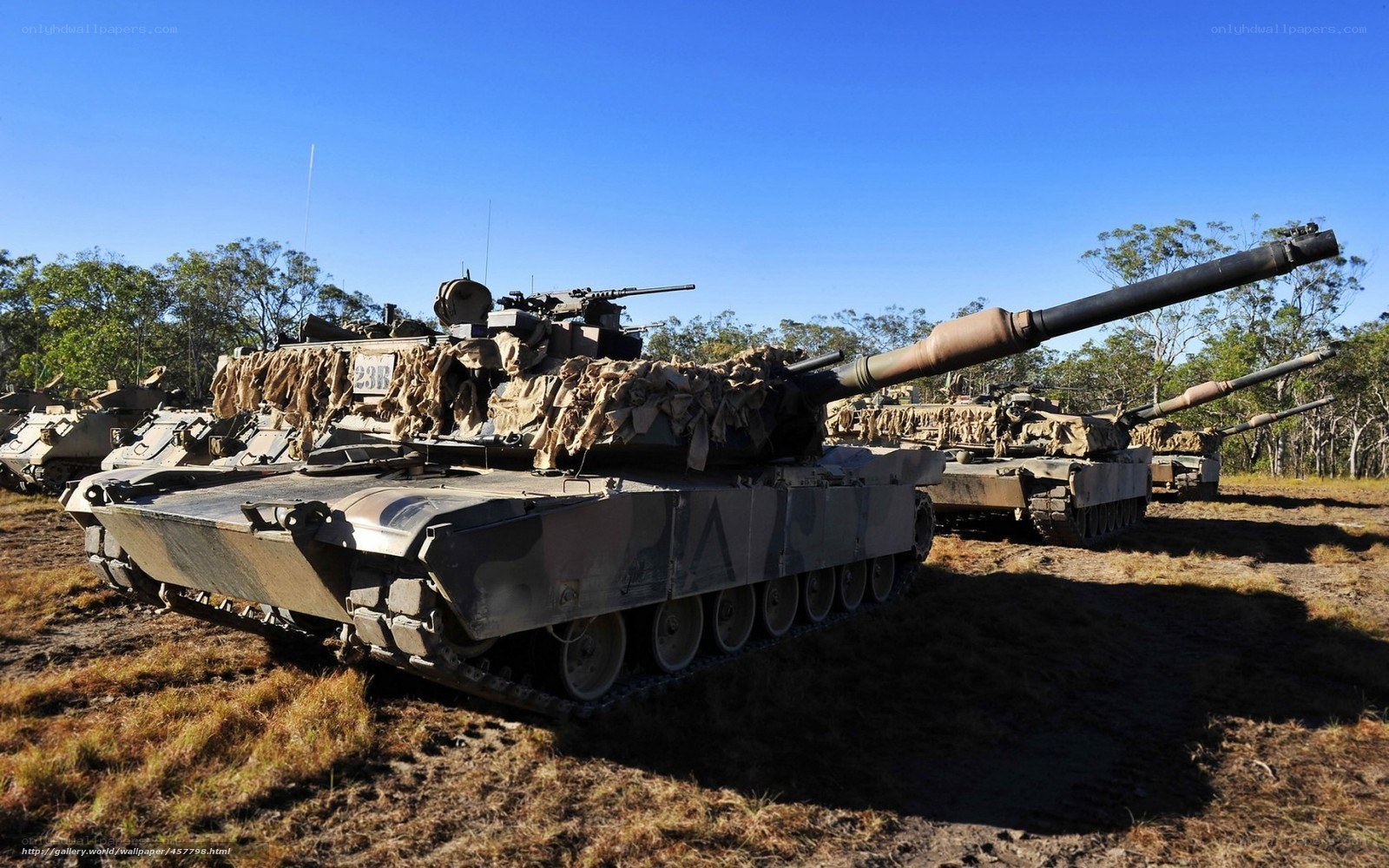 Military tanks in field