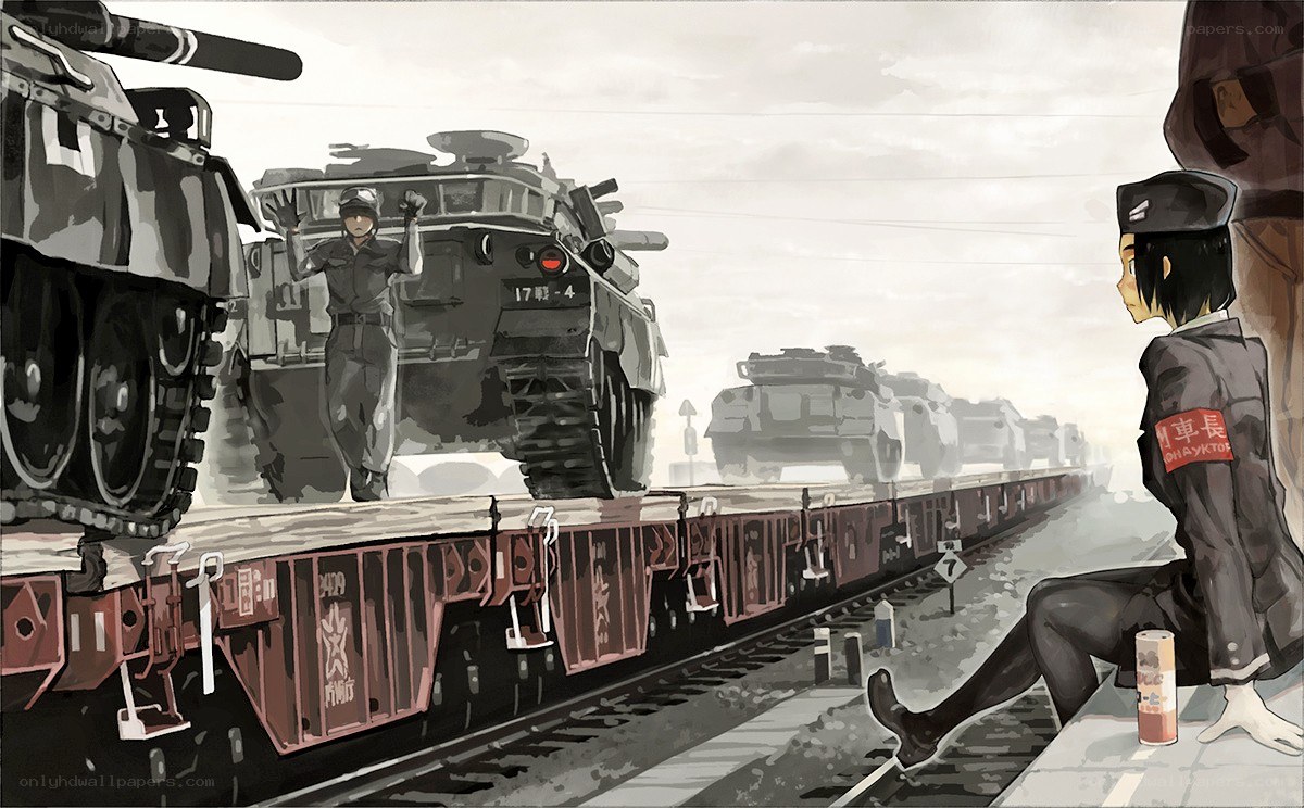 Military train with tanks