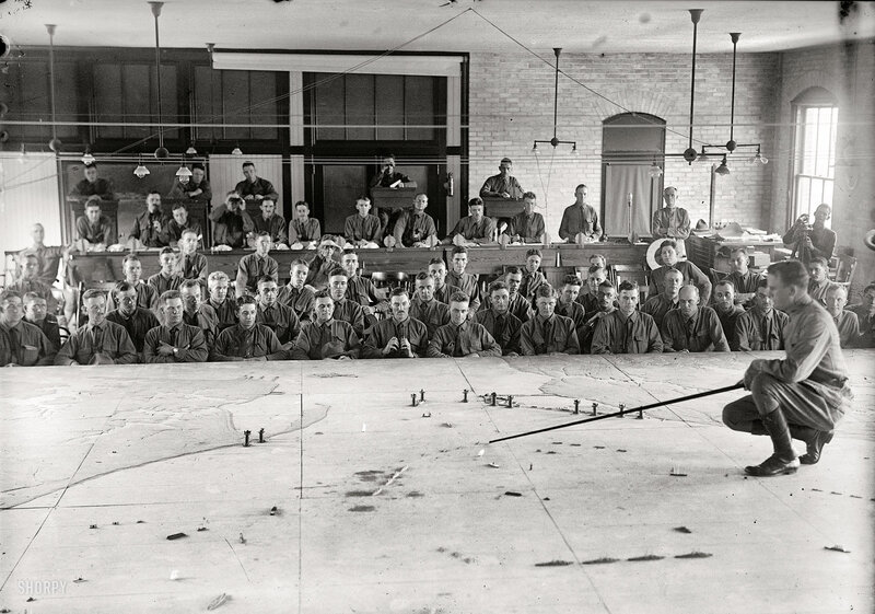 Military training session with map