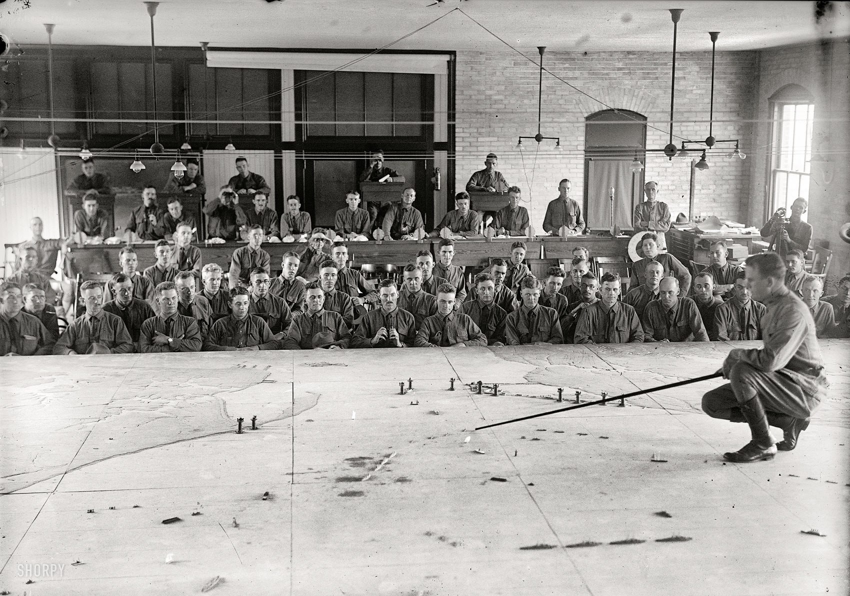 Military training session with map