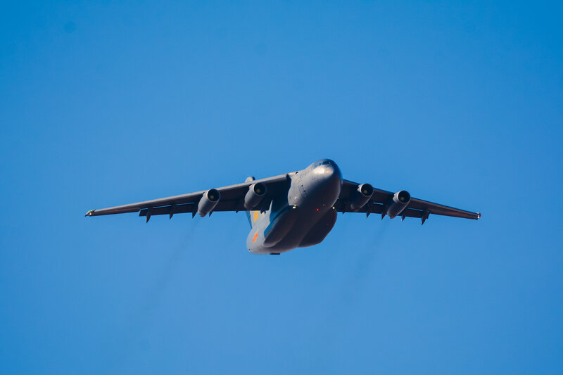 Military Transport Aircraft — Blue, Clear, Afternoon, Photograph