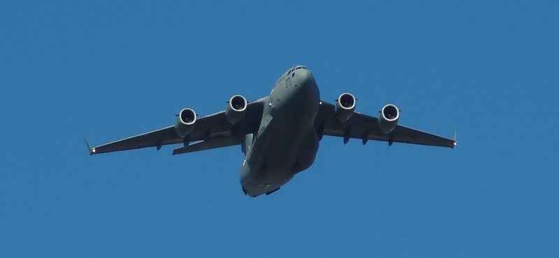 Military Transport Aircraft — Blue, Clear