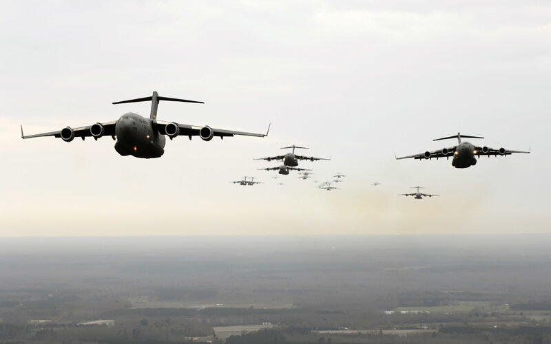 Military transport aircraft formation
