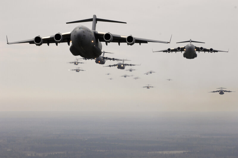 Military transport aircraft formation
