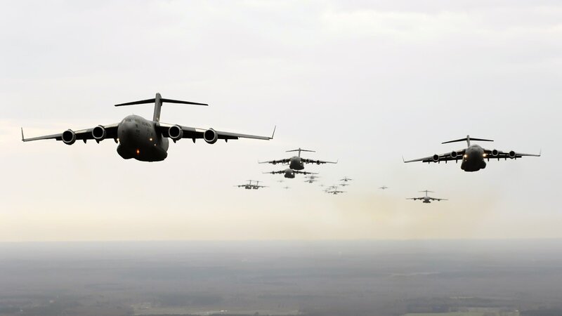 Military transport aircraft formation