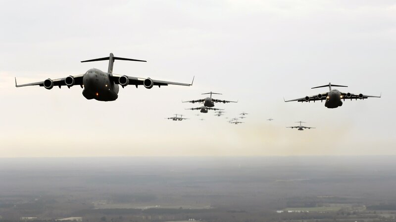 Military transport aircraft formation