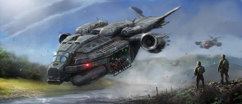 Military Transport Aircraft — Gray, Dramatic, Afternoon