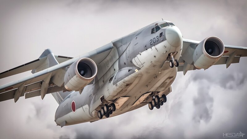 Military Transport Aircraft — Gray, Dramatic, Photograph, Engines