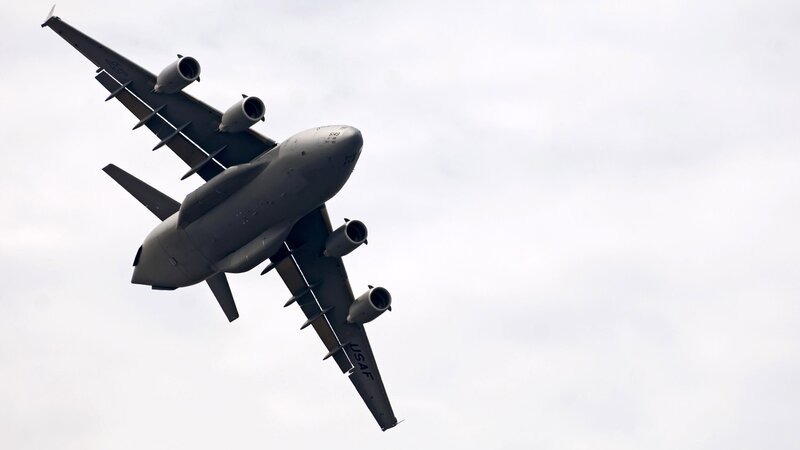 Military Transport Aircraft — Gray, Dramatic, Photograph